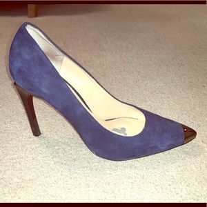 Navy suede pumps